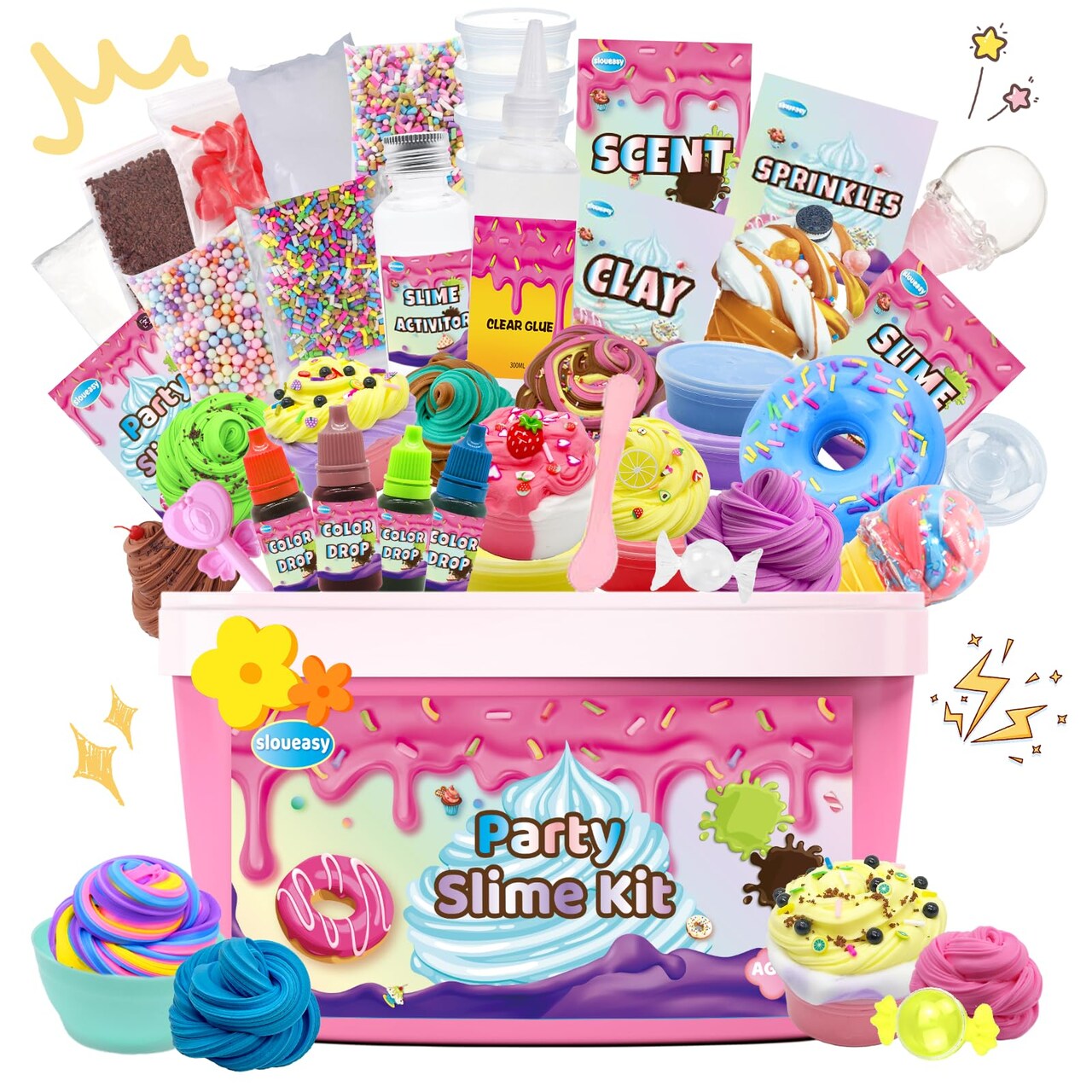 Mini Party Slime Kit for Girls and Boys, Max Party Favors Slime Making Kit to Make Butter Cloud and Foam Slime, Stress Relief Toys, DIY Slime Supplies for Girls and Boys
